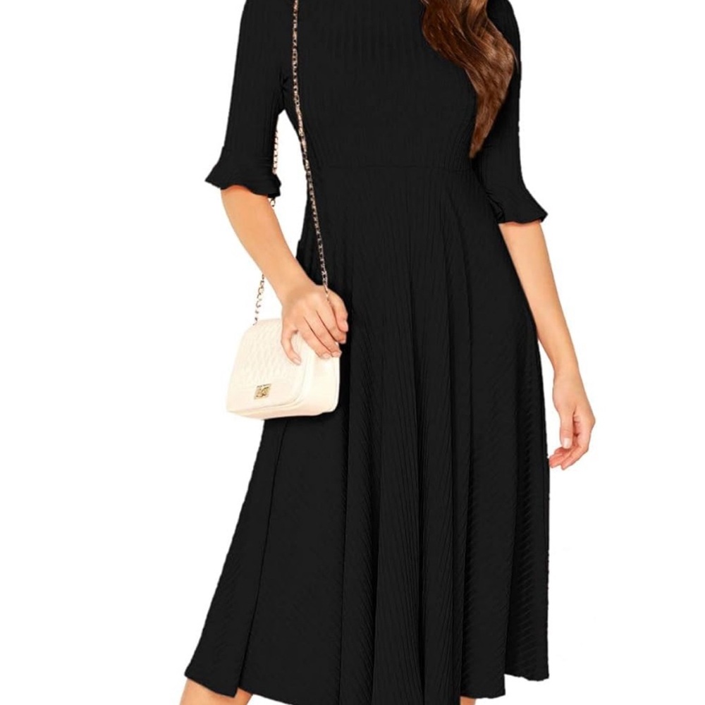 NWT Verdusa Women's Elegant Ribbed Knit Fit and Flare Midi Dress SZ XL - Picture 4 of 9